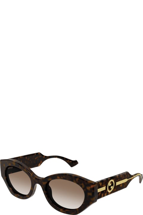 Gucci Eyewear Eyewear for Women Gucci Eyewear Gg1553s Linea Gucci Lido 002 Havana Crystal Brown Sunglasses