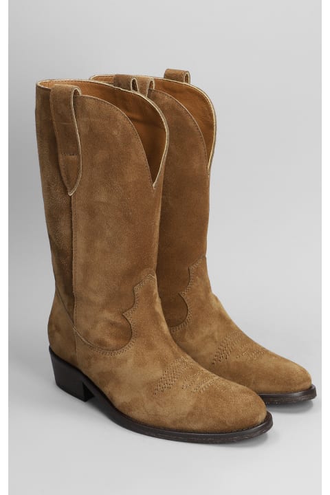 Boots for Women Via Roma 15 Texan Ankle Boots In Leather Color Suede