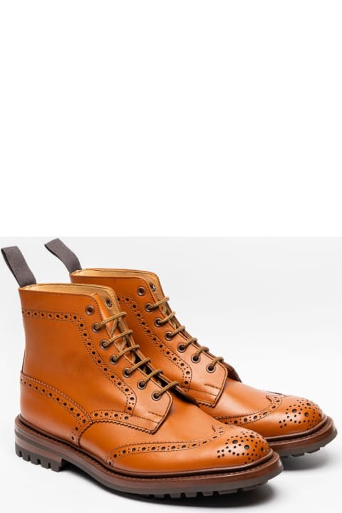 Tricker's Shoes for Men Tricker's Brown Tan Calf Derby Boot