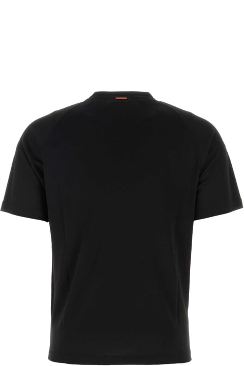 Zegna Topwear for Men Zegna Black Wool T-shirt