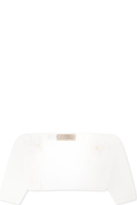 Homeware La stupenderia Ivory Cardigan For Baby Girl With Flowers