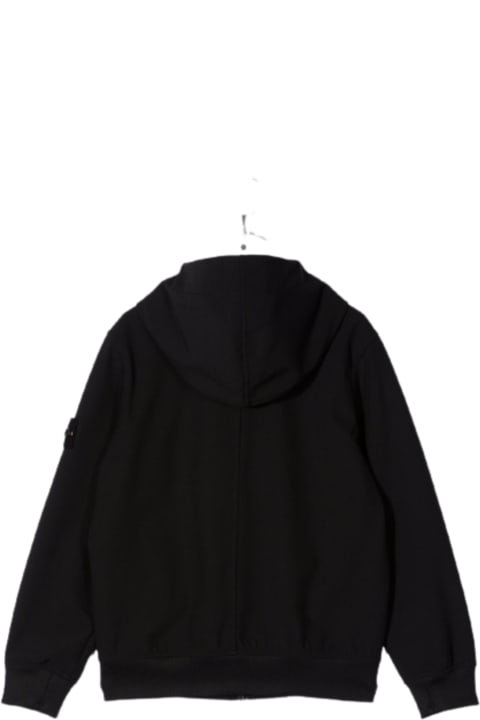 Coats & Jackets for Boys Stone Island Junior Black Technical Jersey Full Zip Hoodie