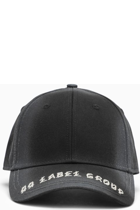 44 Label Group for Men 44 Label Group Black Visor Hat With Logo Embroidery