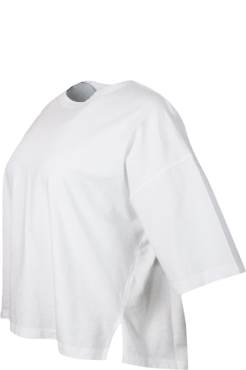 ウィメンズ Maloのトップス Malo Crew-neck, Short-sleeved T-shirt In 100% Soft Cotton, With An Oversized Fit And Vents On The Sides