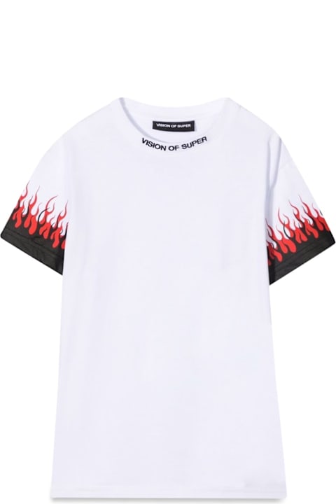 Homeware Vision of Super White Kids Tshirt With Double Flame