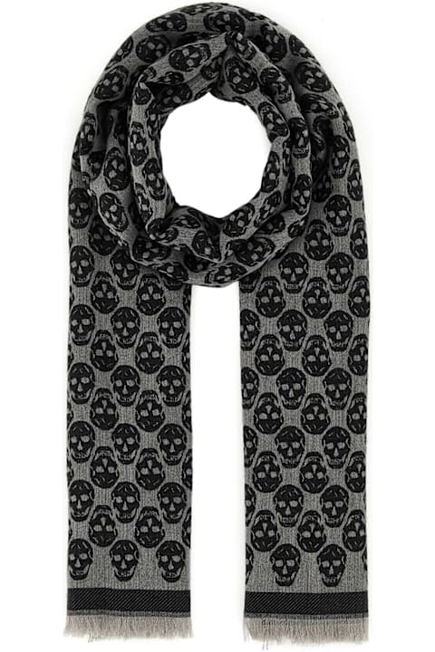 Alexander McQueen Scarves for Men Alexander McQueen Embroidered Wool Blend Foulard