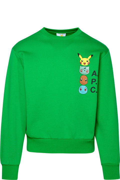A.P.C. Fleeces & Tracksuits for Men A.P.C. 'pokémon The Crew' Green Cotton Sweatshirt