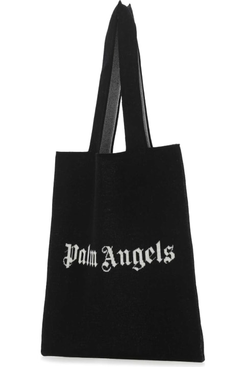 Palm Angels Totes for Women Palm Angels Black Wool Blend Shopping Bag