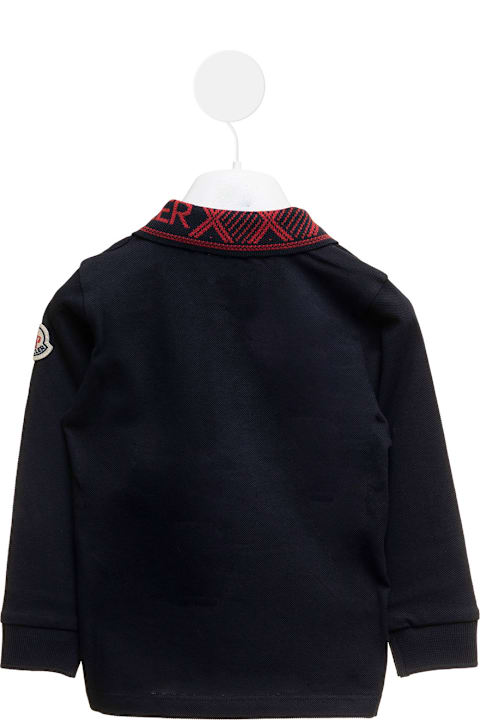 キッズのセール Moncler Blue Cotton Piquet Polo Shirt With Logo Moncler Kids Baby Boy