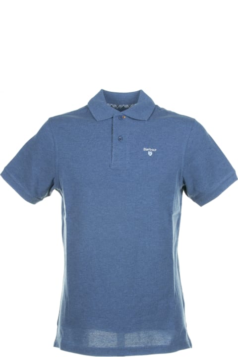 Barbour for Men Barbour Short-sleeved Light Blue Piqué Polo Shirt