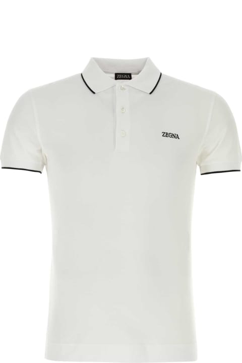 Topwear for Men Zegna White Stretch Piquet Polo Shirt
