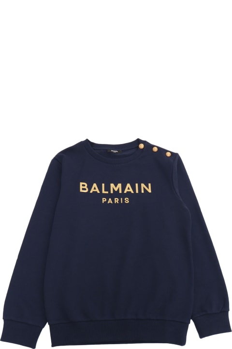 Sweaters & Sweatshirts for Boys Balmain Blue Sweatshirt With Logo