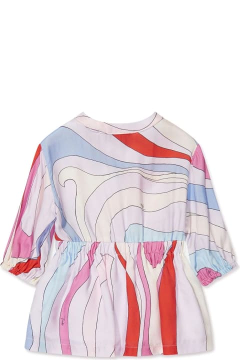 ベビーボーイズのセール Pucci Shirt Dress With Iride Print In Light Blue/multicolour