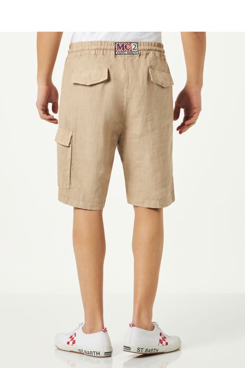 Homeware MC2 Saint Barth Man Linen Beige Bermuda Shorts