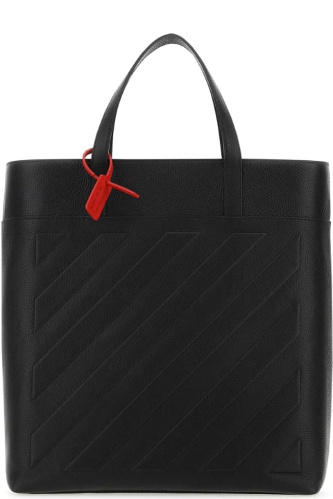Fashion for Men Off-White Black Leather Binder Shopping Bag