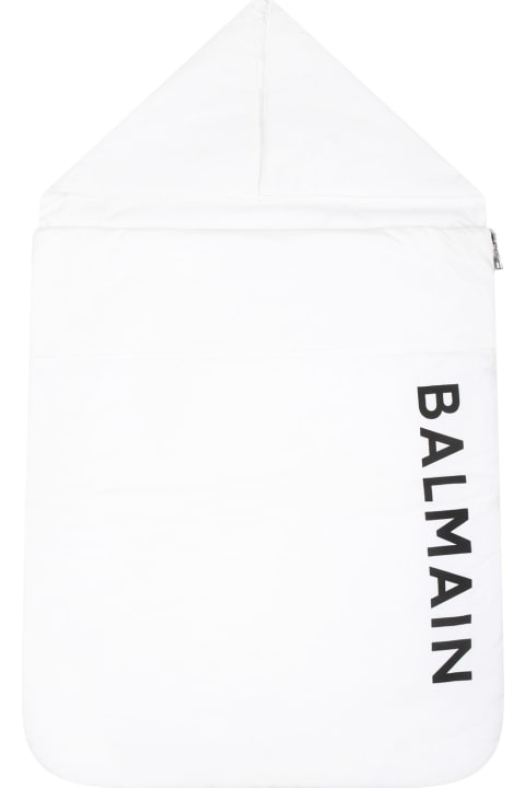 Balmain Accessories & Gifts for Baby Girls Balmain White Sleeping Bag For Babykids With Logo
