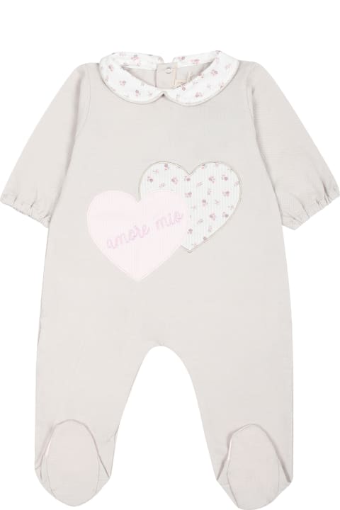 Fashion for Baby Girls La stupenderia Beige Babygrow For Baby Girl With Hearts And Writing
