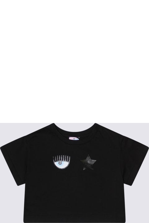 Chiara Ferragni T-Shirts & Polo Shirts for Girls Chiara Ferragni Black Cotton T-shirt