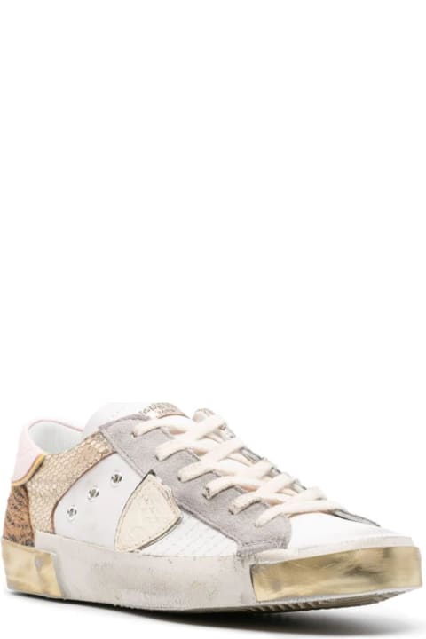 Philippe Model Sneakers for Women Philippe Model Prsx Low Sneakers - White, Animalier And Gold