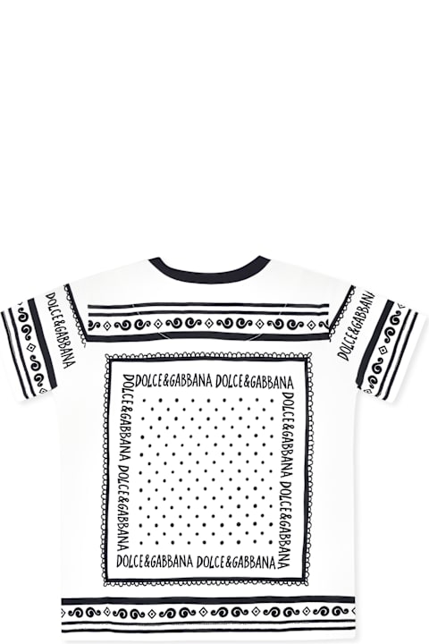 Dolce & Gabbana Topwear for Baby Girls Dolce & Gabbana White T-shirt For Bbay Boy With Bandana Print
