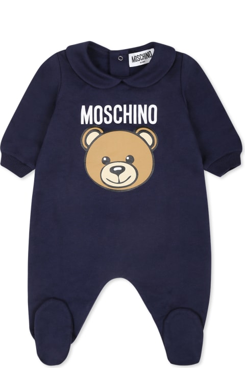 Moschino Bodysuits & Sets for Baby Girls Moschino Blue Babygrow For Baby Boy With Teddy Bear