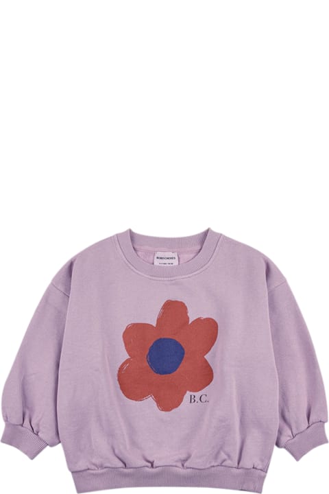 Bobo Choses Sweaters & Sweatshirts for Girls Bobo Choses Purple Sweatshirt For Girl With Flower And Logo