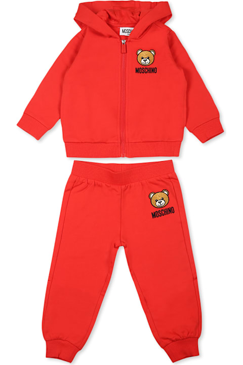 Homeware Moschino Red Suit For Babykids With Teddy Bear