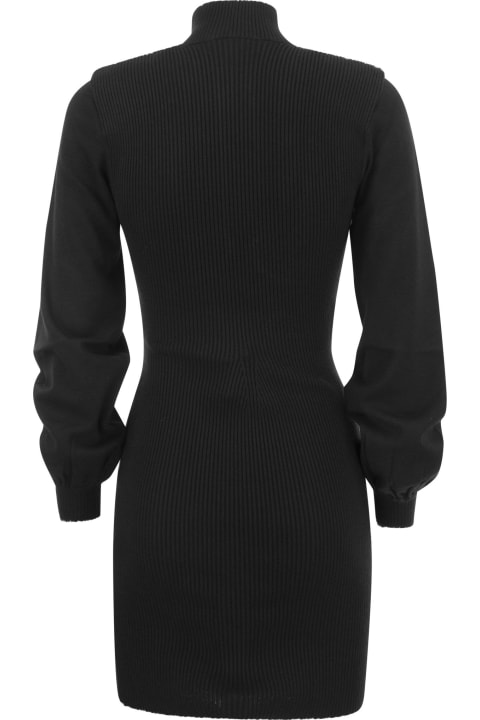 Elisabetta Franchi for Women Elisabetta Franchi Ribbed Mini Dress With High Neck And Cups