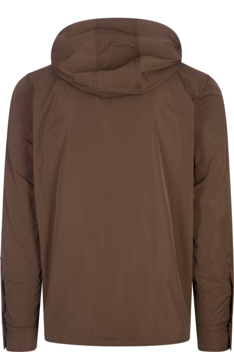 Aspesi Clothing for Men Aspesi Brown Hooded Shirt Jacket