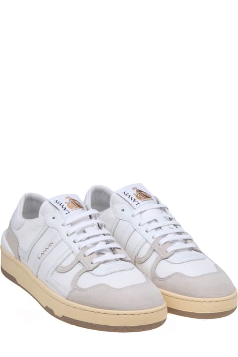 Lanvin for Men Lanvin Clay Low Top Sneakers In Mesh And Suede Color White