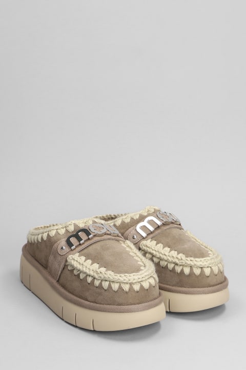 Homeware Mou Bounce Clog Slipper-mule In Grey Suede