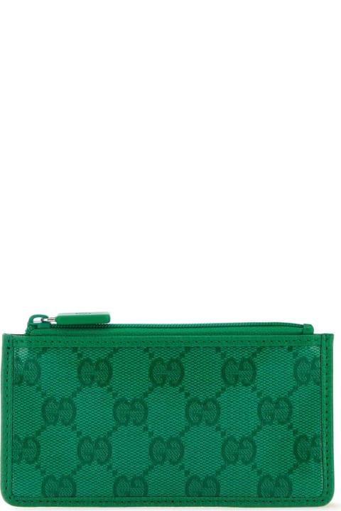 Wallets for Men Gucci Grass Green Gg Crystal Fabric Card Holder