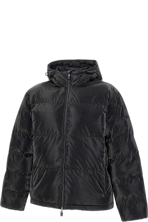 EA7 for Women EA7 Logo-printed Hooded Padded Jacket