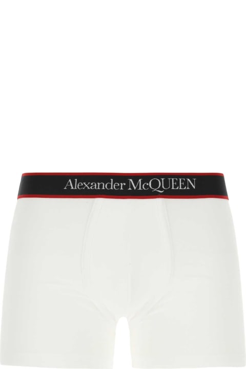 メンズ Alexander McQueenのアンダーウェア Alexander McQueen White Stretch Cotton Boxer
