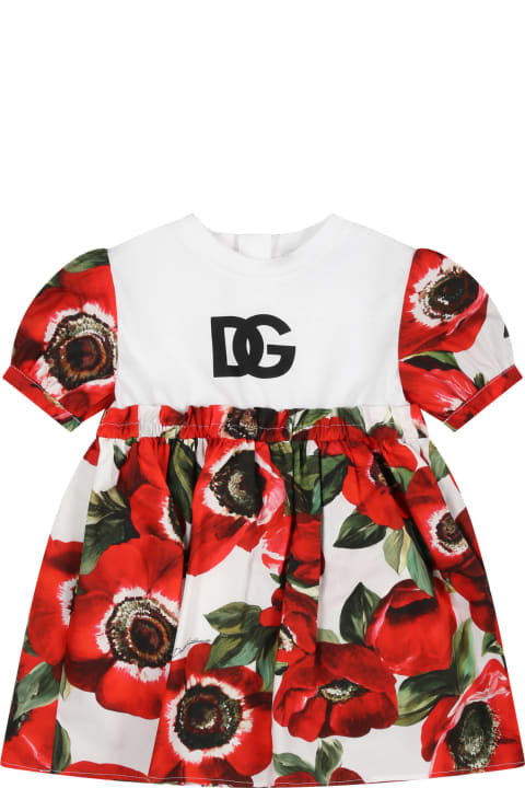 Red Dress For Baby Girl With All-over Anemone Flower