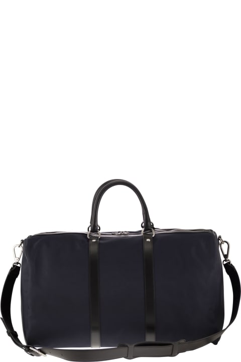 Bags for Men Kiton Nylon Weekend Bag With Leather Details