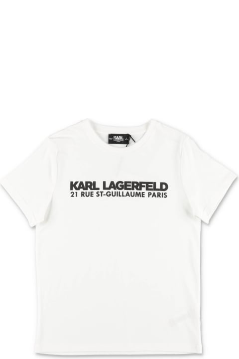 Karl Lagerfeld T-shirt Bianca In Jersey Di Cotone Bambino