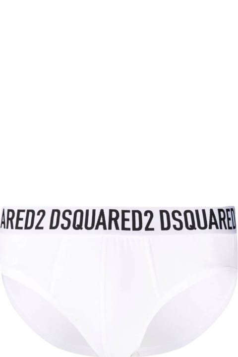Underwear for Men Dsquared2 White Cotton Briefs With Logo