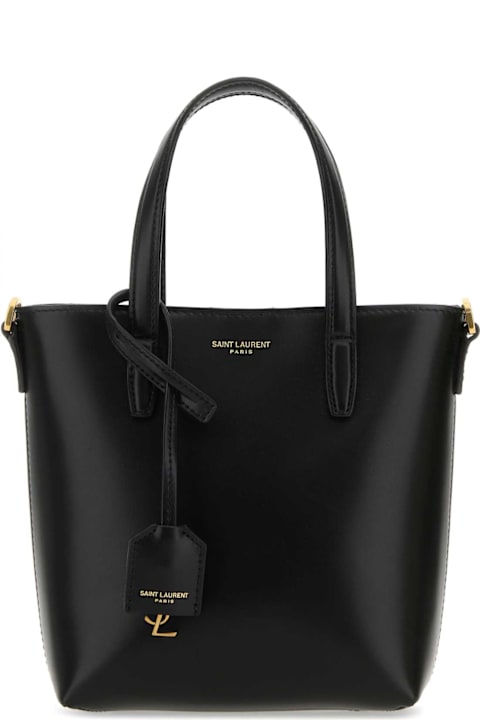 Saint Laurent Black Leather Mini Saint Laurent Shopping Bag