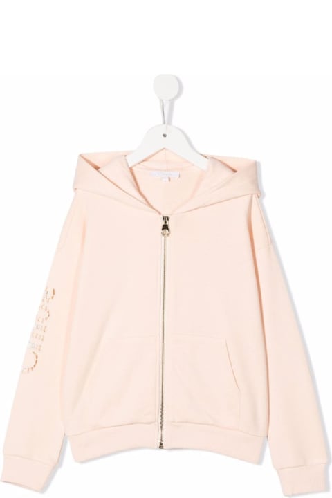 Chloé Kids Girl 's Pink Cotton Hoodie With Logo