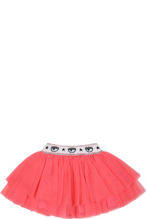 Chiara Ferragni Bottoms for Baby Girls Chiara Ferragni Pink Skirt For Baby Girl With Eyestar