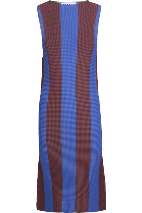 Sunnei Dresses for Women Sunnei Blue/brown Pleated Midi Dress