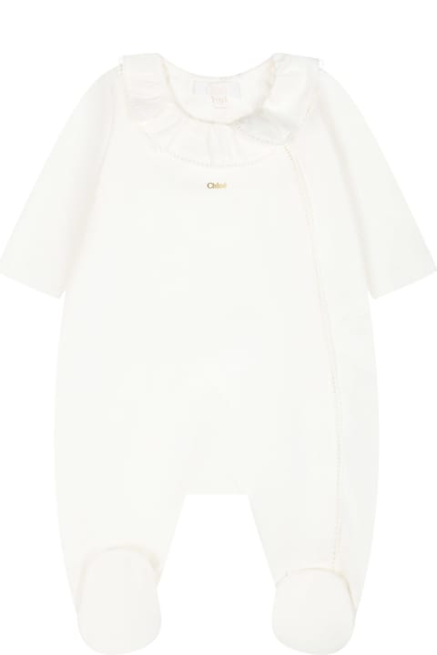 Fashion for Baby Boys Chloé White Set Of Babygrow For Baby Girl