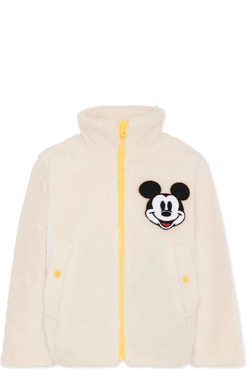 آخر صيحات الموضة من السيدات Marc Jacobs Ivory Faux Fur Coat For Kids With Mickey Mouse