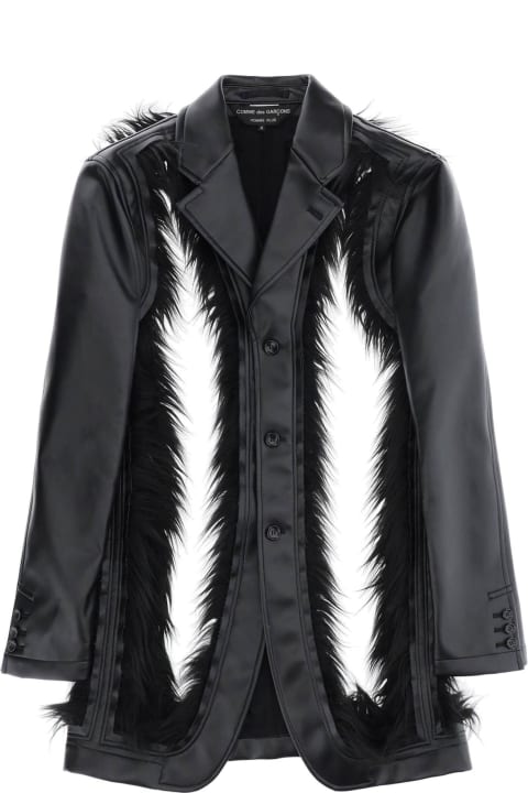 Comme Des Garçons Homme Plus Coats & Jackets for Men Comme Des Garçons Homme Plus Faux Leather Destroyed Balzer With Eco-fur Trims