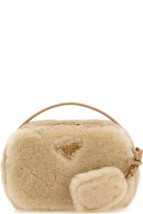 Prada Shoulder Bags for Women Prada Sand Shearling Crossbody Bag