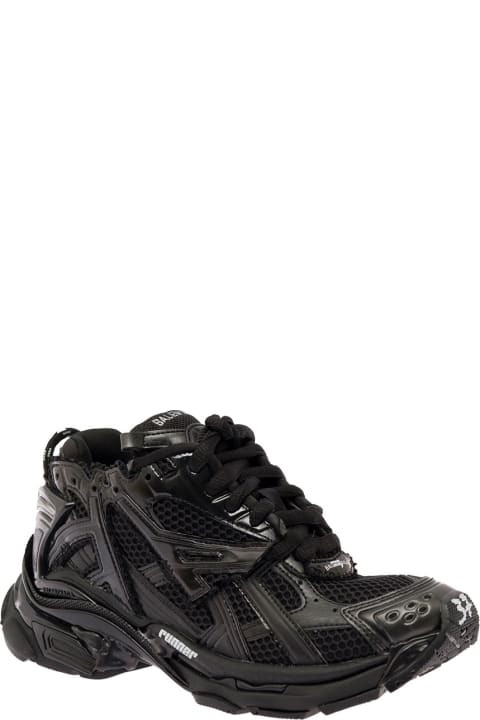 'runner' Black Sneakers With Mesh Details In A Mix Of Materials Woman