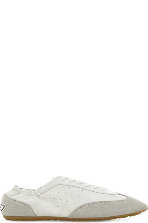 أدوات منزلية Saint Laurent White Leather Lewis Sneakers