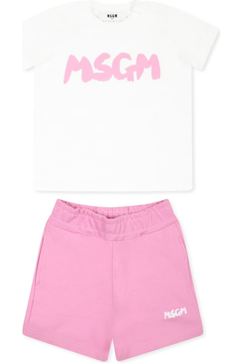 MSGM for Baby Girls MSGM Pink Suit For Baby Girl With Logo