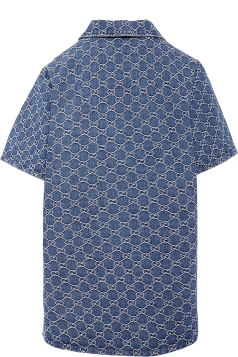 Homeware Gucci Denim Dress For Girl With Gg Motif